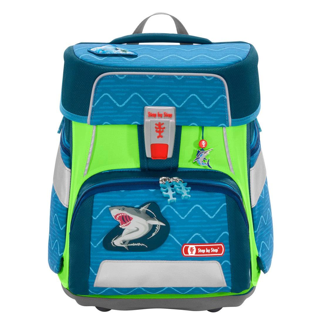 Neon Reflektorüberzug für SPACE Schulranzen in grün mit LED-Effekt zur besseren Sichtbarkeit und Sicherheit im Straßenverkehr