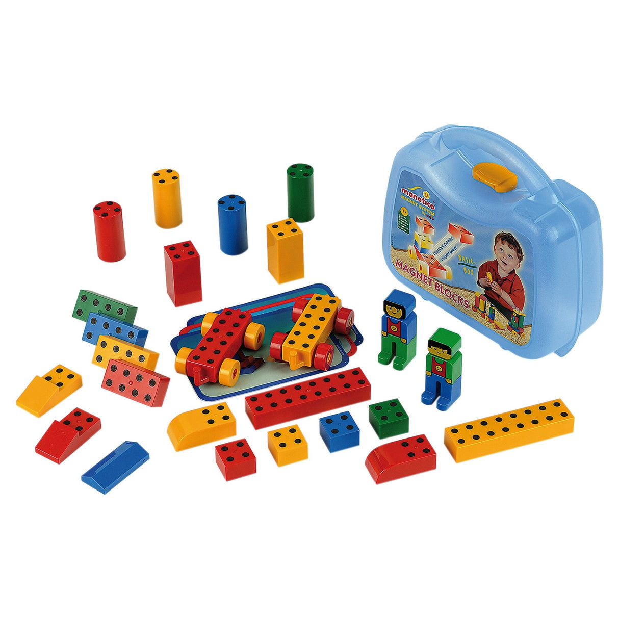 Manetico Basic Koffer 25-tlg magnetischer Baukasten für Kinder kreative Konstruktionen