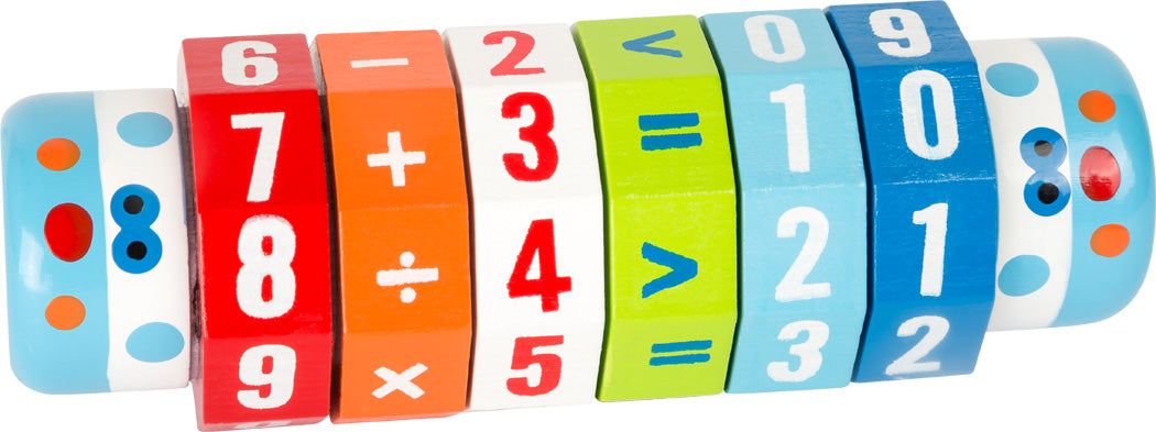 Rechenrolle Kleines 1x1 aus Holz mit Drehmechanismus für Matheaufgaben bis 99, ideal für Kinder ab 6 Jahren
