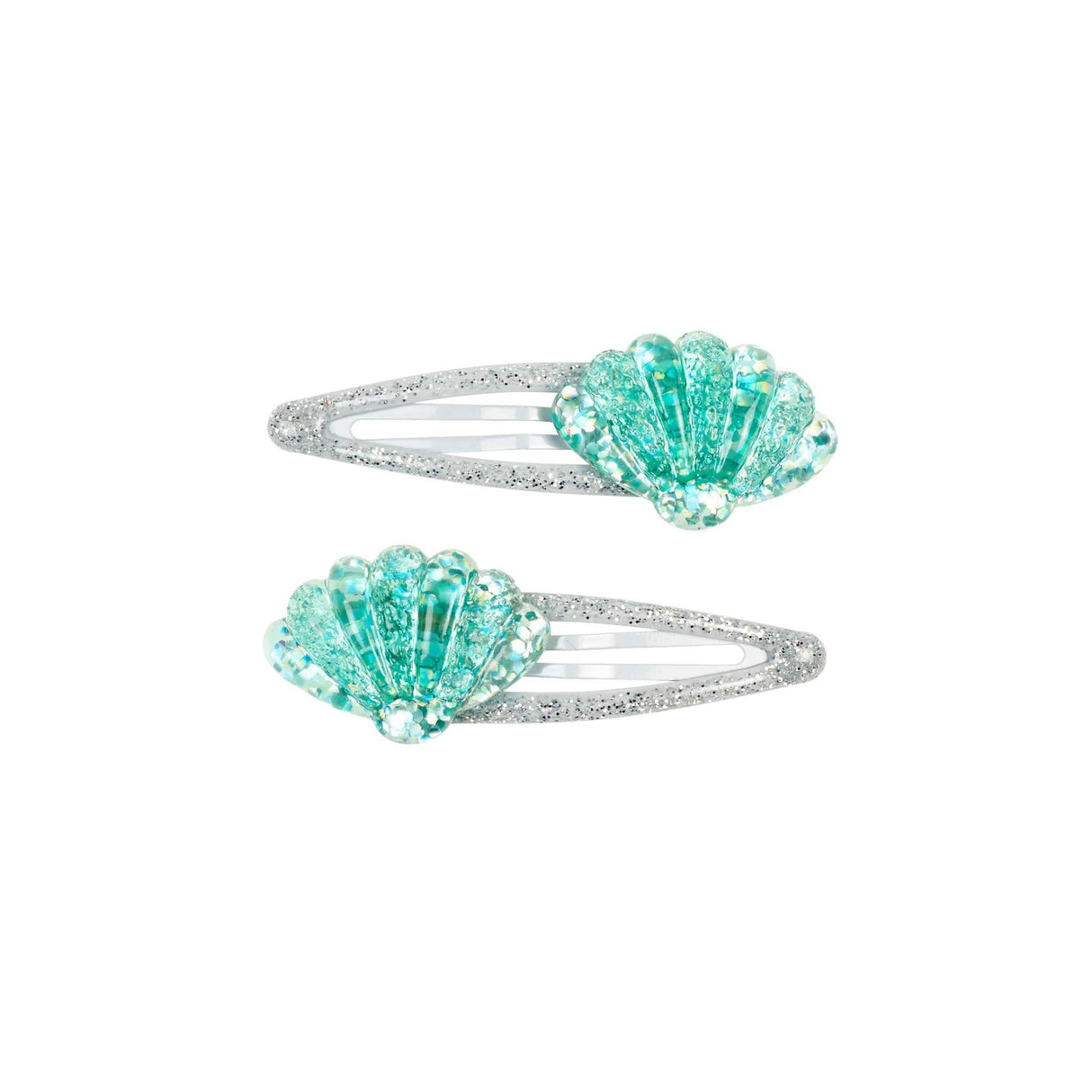 Haarclip Tina Muschelhaarspangen für Kinder, glitzernd und funkelnd, Meerjungfrauen-Design, 2 Stück, Kunststoff