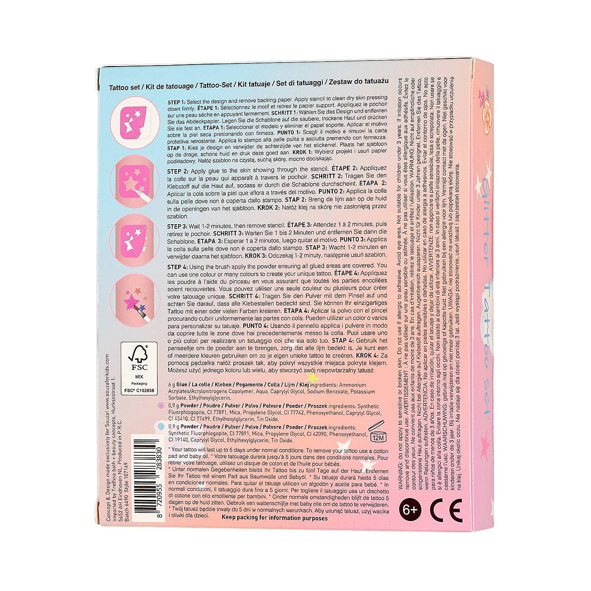 Veganes Glitzer Tattoo Set Einhorn