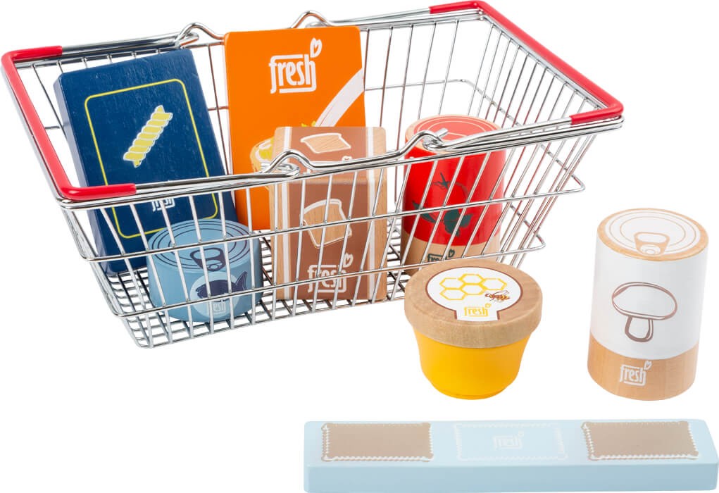 Lebensmittel-Set im Einkaufskorb