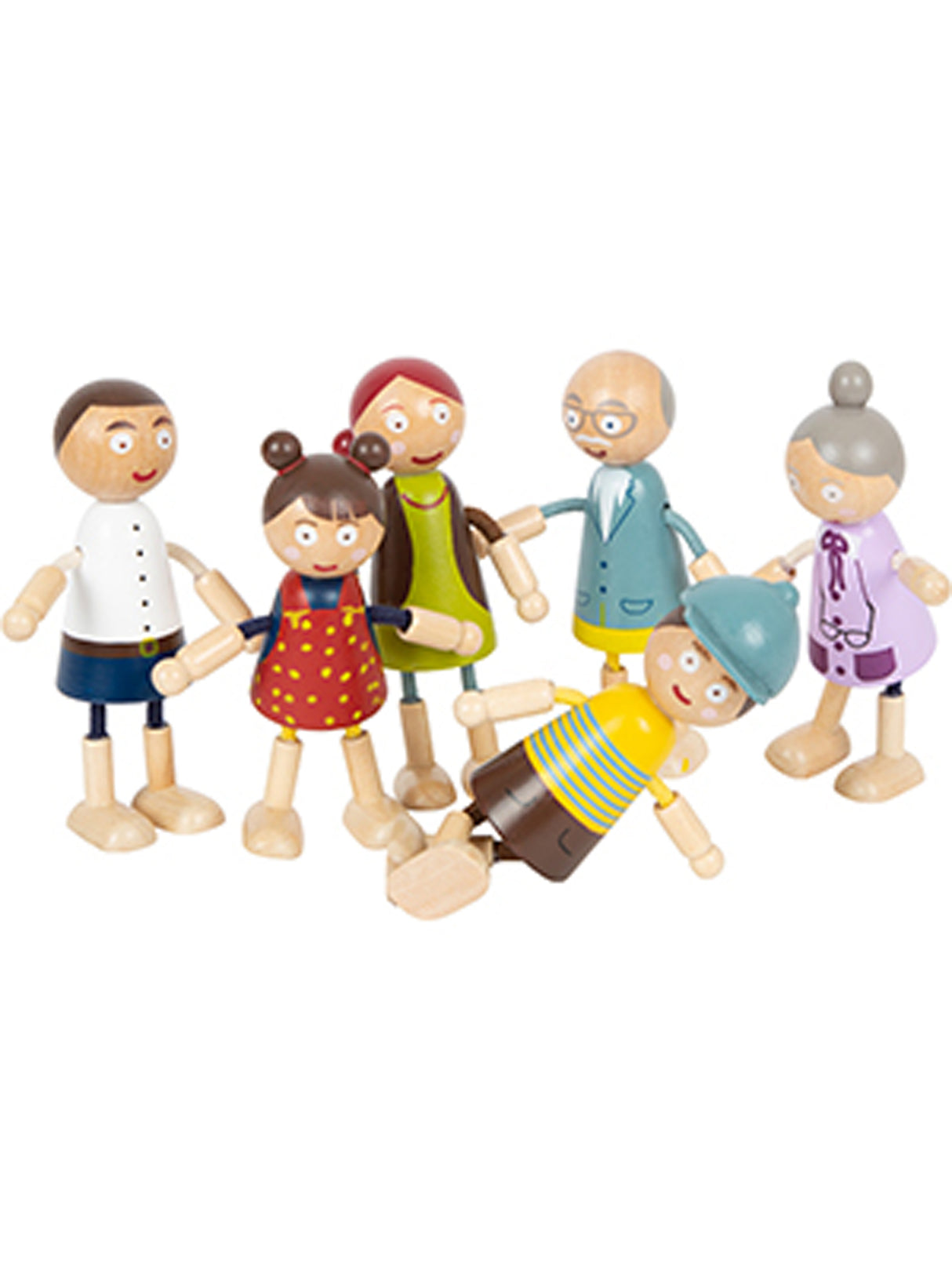 Biegepuppen-Familie aus Holz