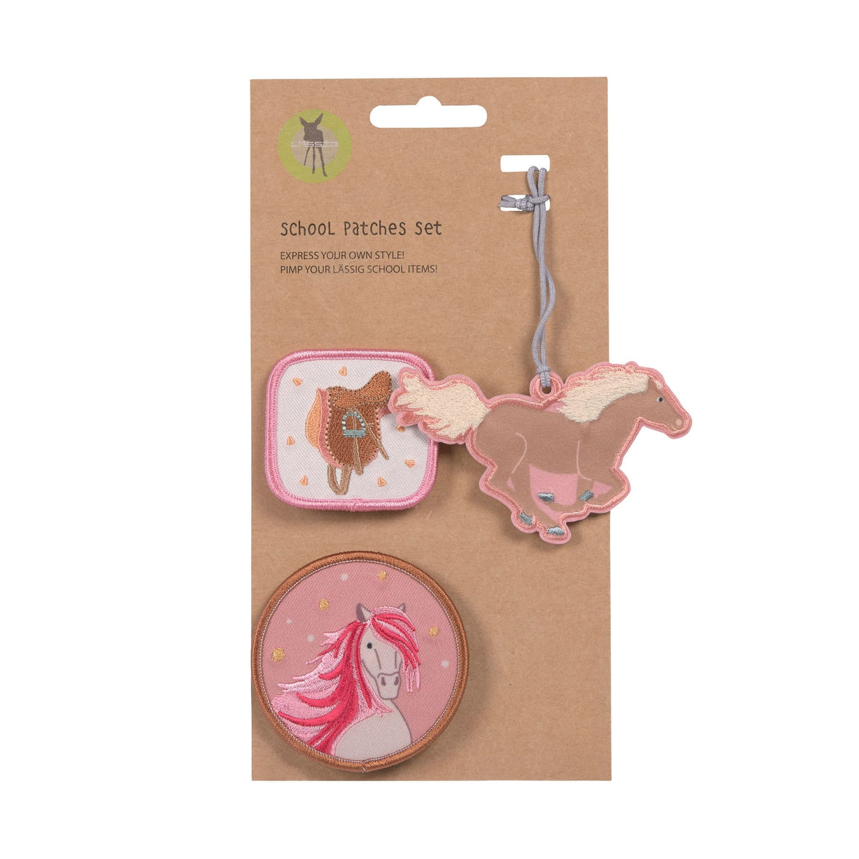Schulranzen-Patches Set Horse pink