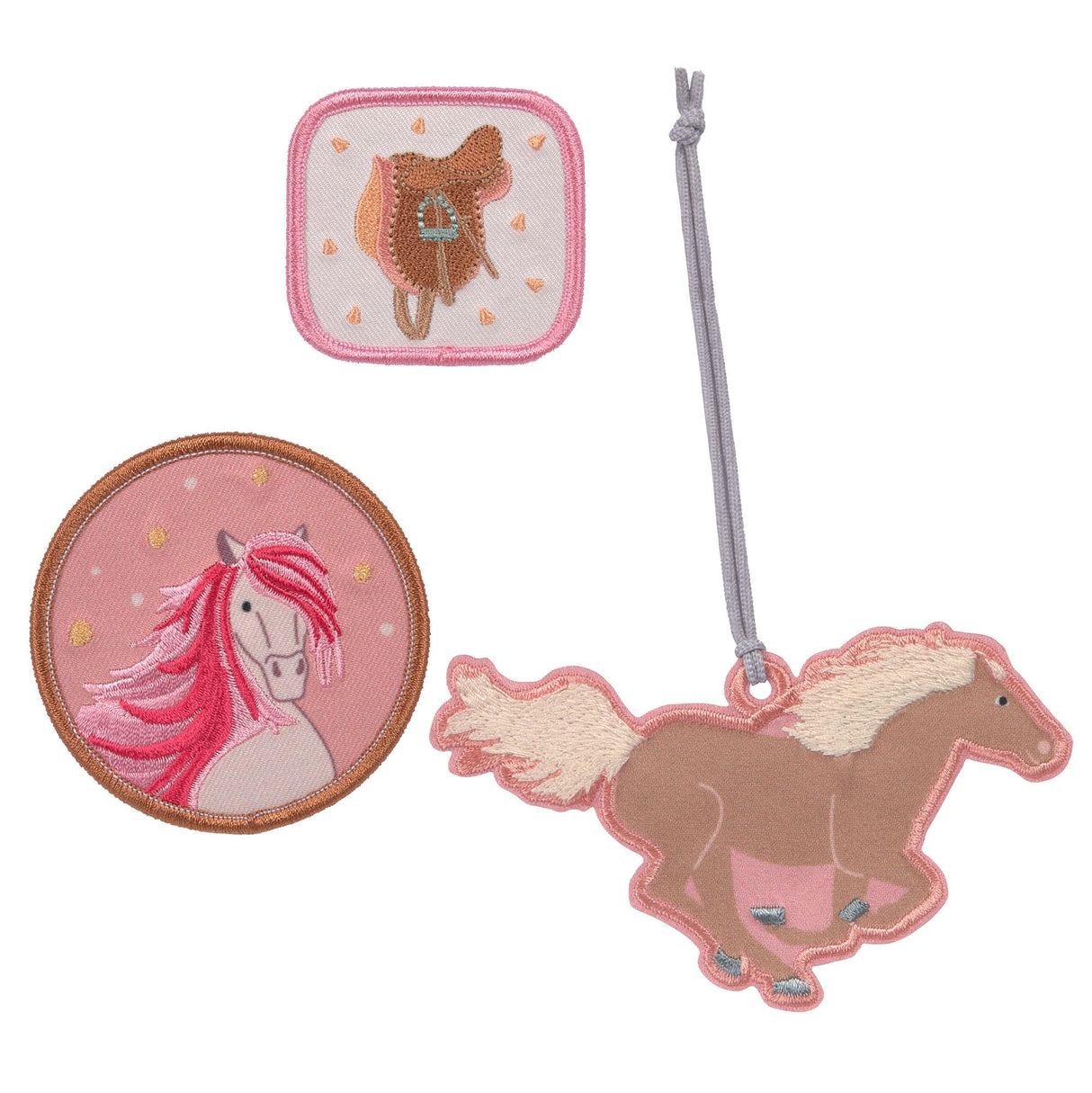 Schulranzen-Patches Set Horse pink