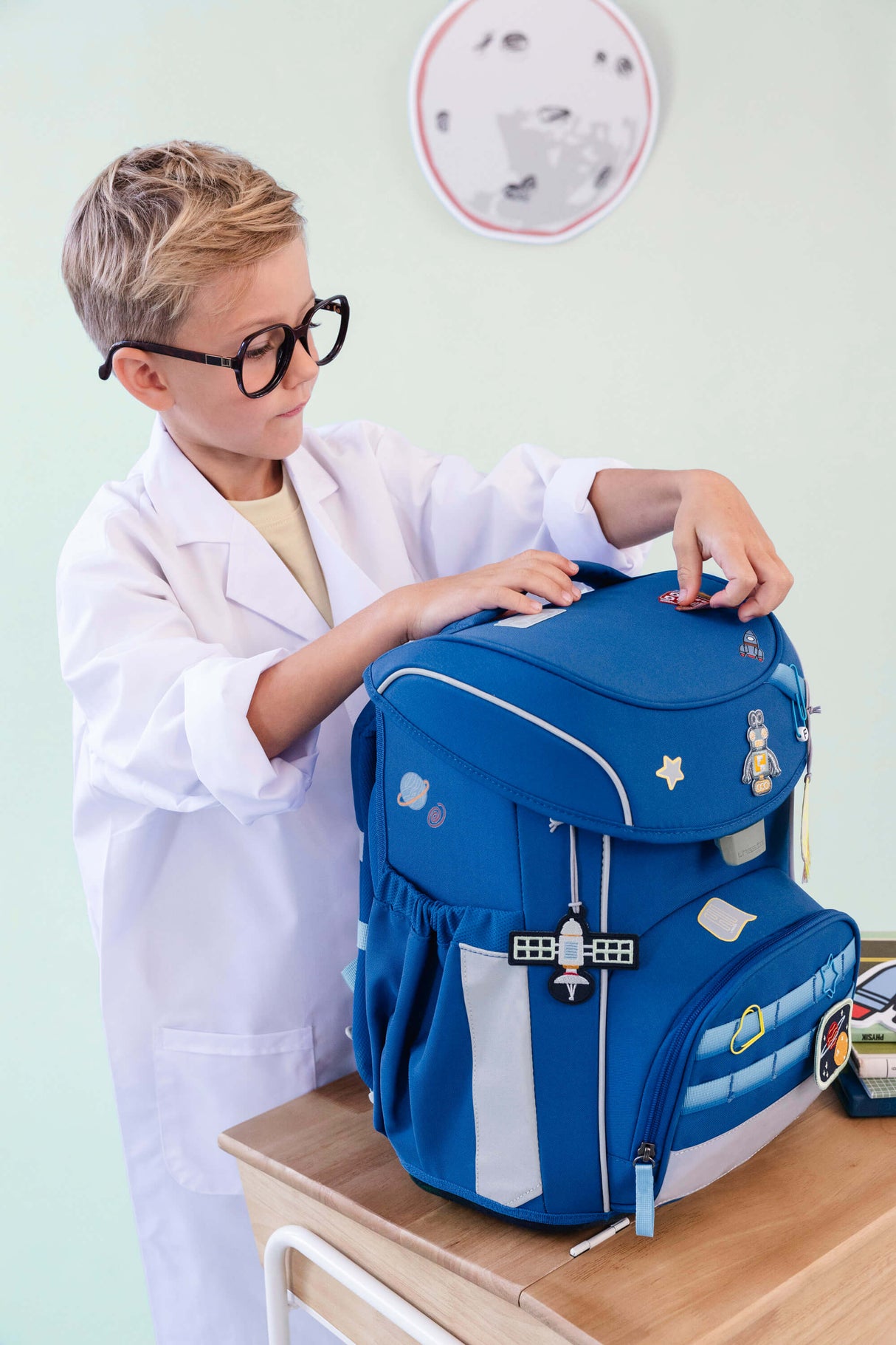 Schulranzen Set 7-teilig, Slim Unique Dark Blue