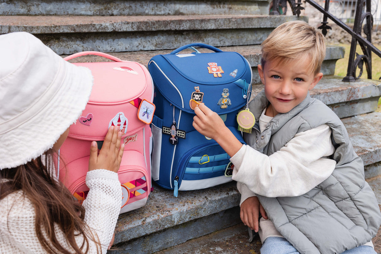 Schulranzen Set 7-teilig, Slim Unique pink