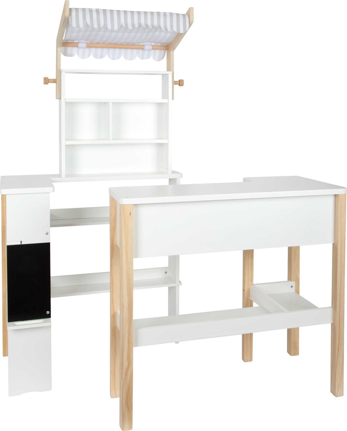 Kaufladen Kompakt Fresh multifunktionaler Kinderspiel-Kaufladen aus Holz mit Kasse, Scanner, Verkaufskörben, Grill, Ofen und nordischem Design