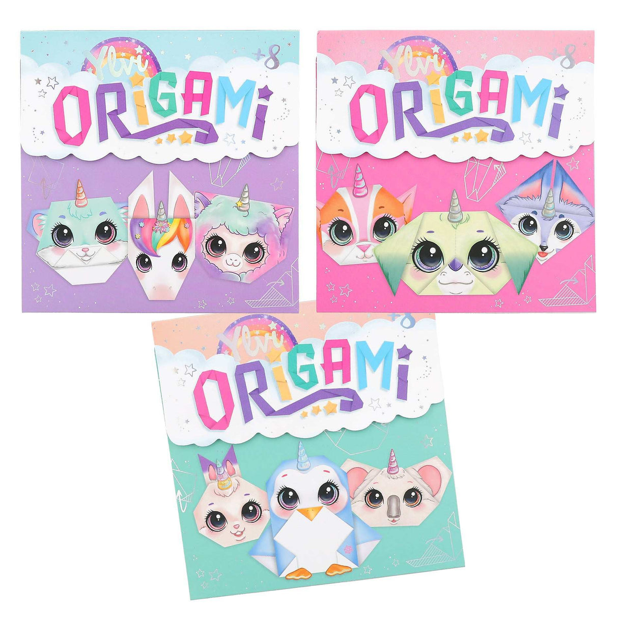Depesche Origami-Set von Ylvi mit 27 bedruckten Blättern, Faltanleitungen und Stickern für magische Tiere