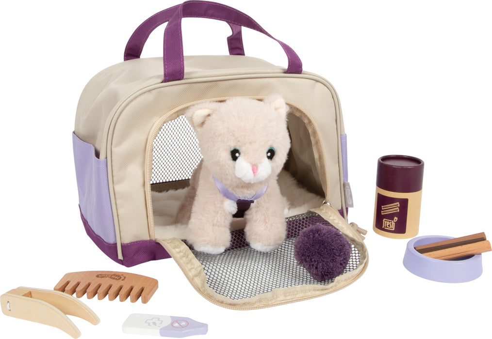 Katze mit Tasche & Pflege-Set