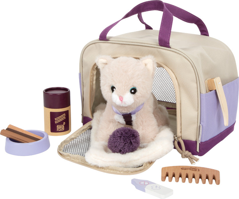 Katze mit Tasche & Pflege-Set