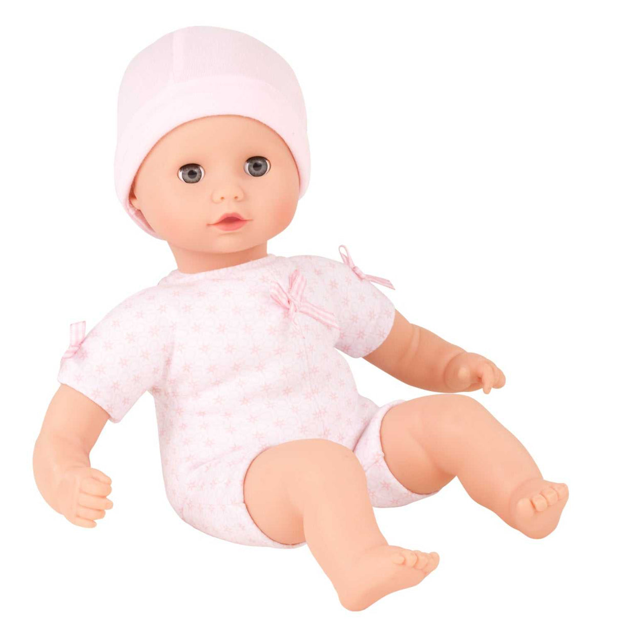 Babypuppe Muffin S weiche Stoffkörper Puppe mit blauen Schlafaugen und Vinylgliedmaßen, 33 cm, waschbar, für Kinder ab 18 Monate