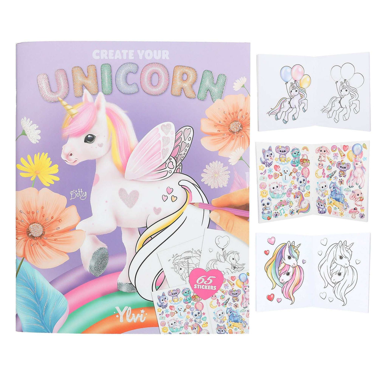Ylvi Malbuch mit Einhorn-Malvorlagen und Stickern zum Ausmalen und Dekorieren