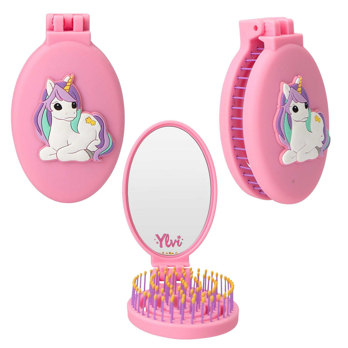 Ylvi Klapphaarbürste mit Einhorn