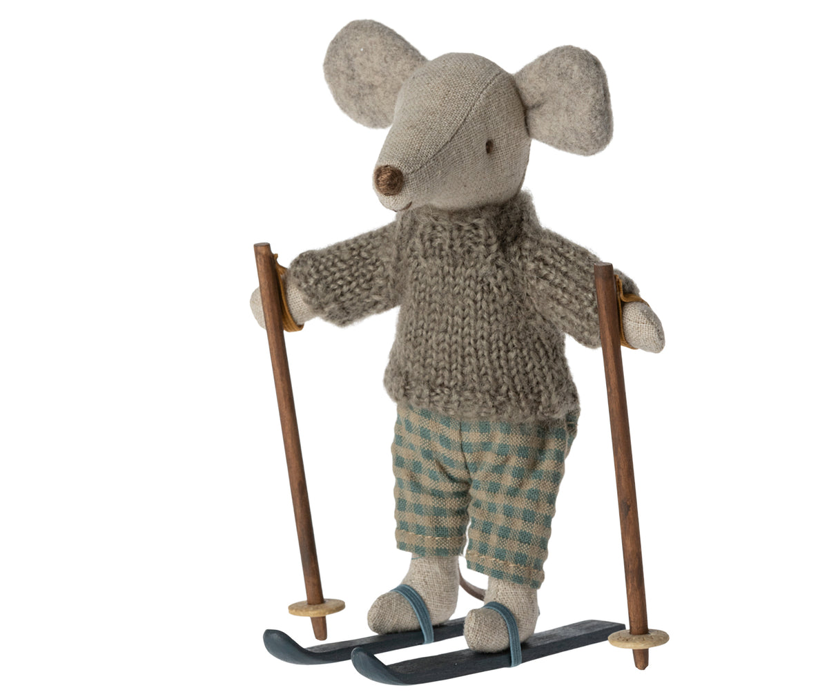 Wintermaus Bruder mit Ski