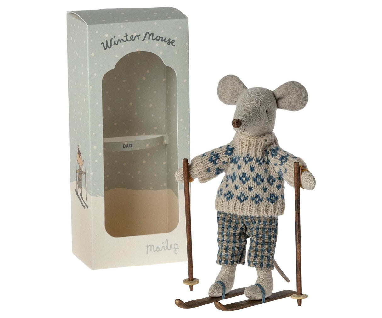 Wintermaus Papa mit Ski