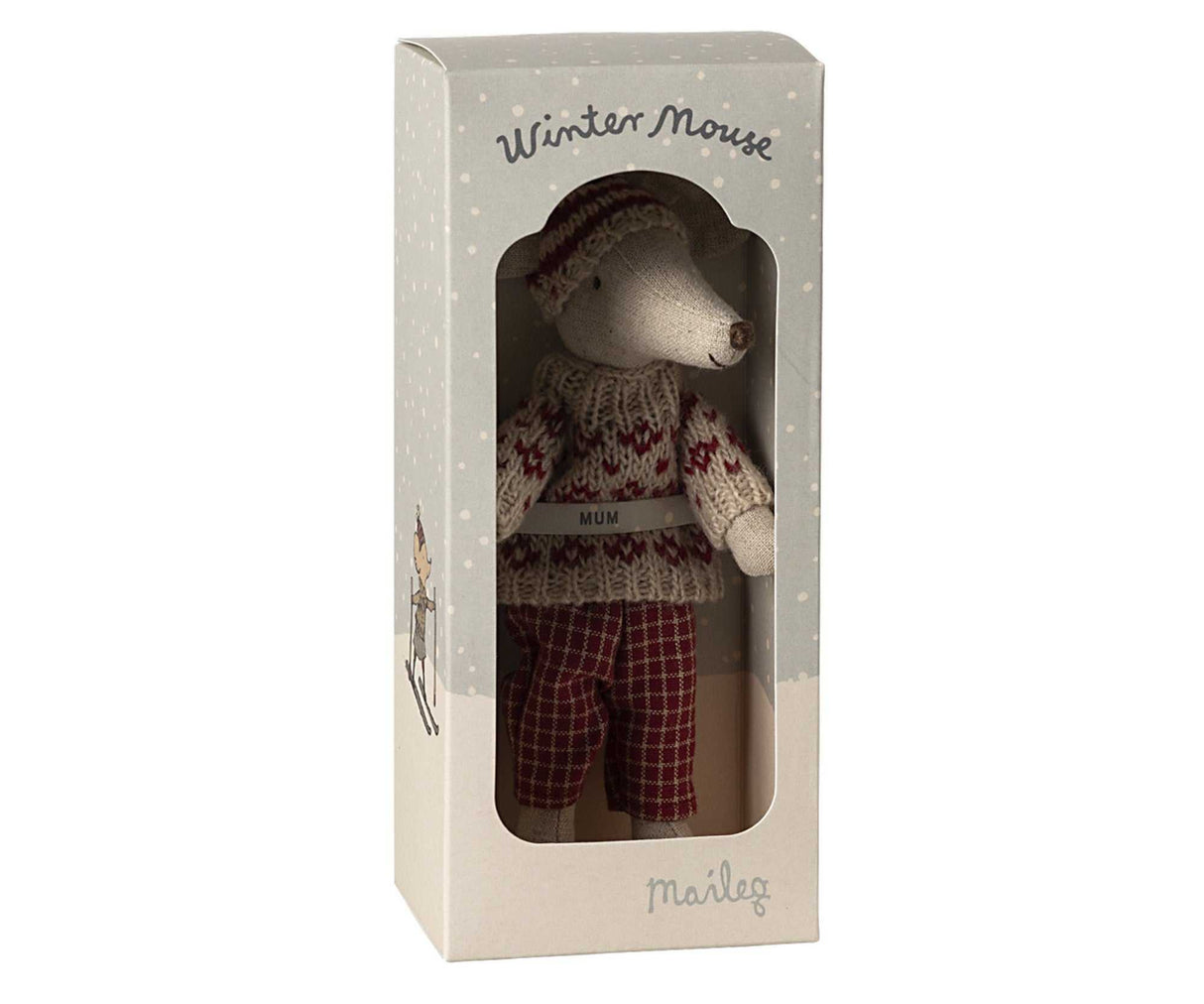 Wintermaus Mama mit Ski-Set