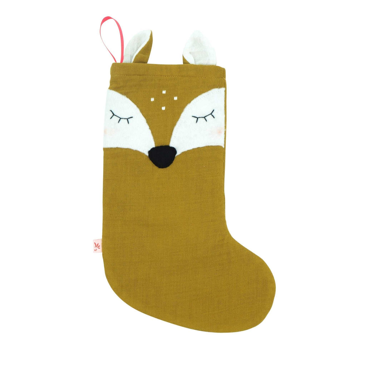 Nikolausstiefel Rehkitz Weihnachtsstiefel aus 100% Biobaumwolle in Senf mit viel Platz für Geschenke