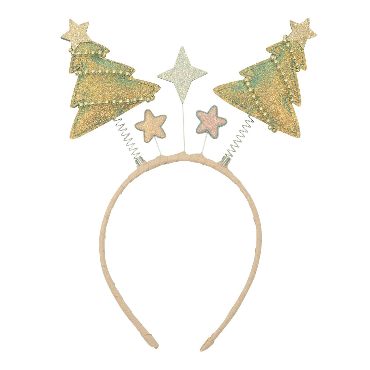 Glitzernder Weihnachtsbaum Haarreif mit wackelnden Bäumen und Sternen für Kinder