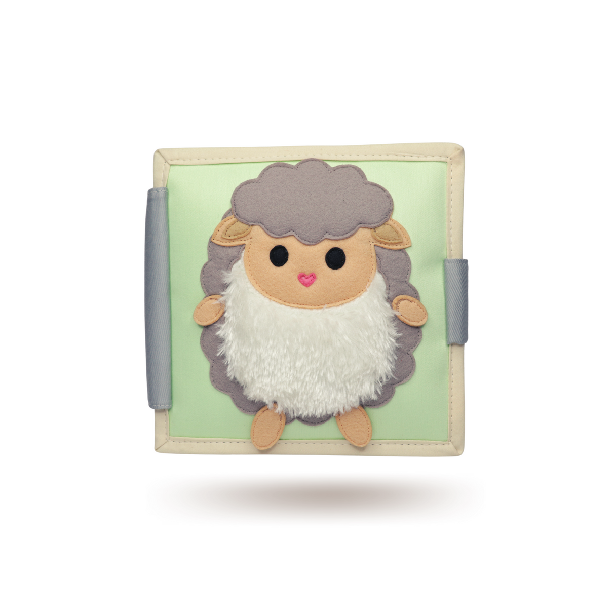 Quiet Book Mini Happy Sheep aus Filz und Baumwolle, pädagogisch wertvolles Montessori Spielzeug für Babys ab 4 Monaten