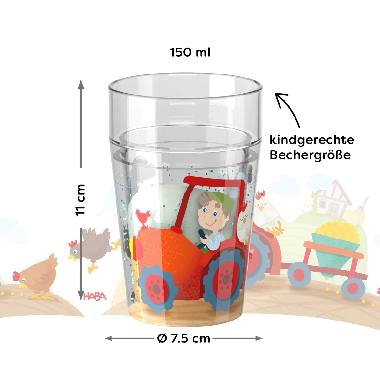 Glitzerbecher Bauernhof - Motiv 2