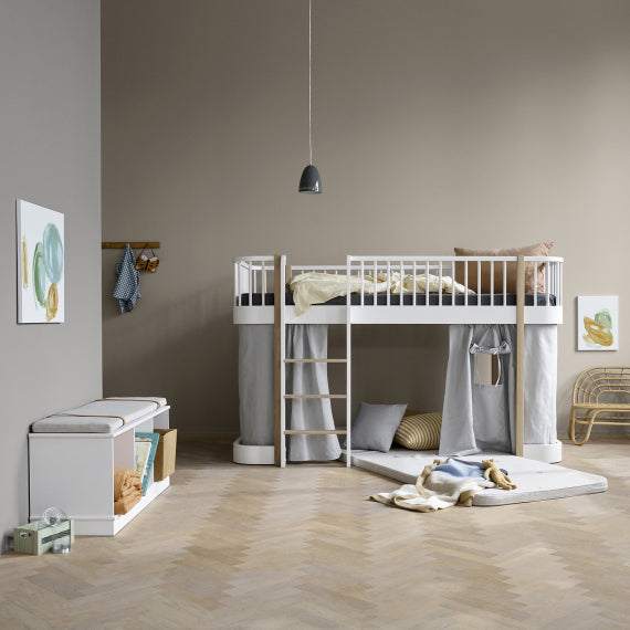 Wood Vorhang für Etagenbett & halbhohes Hochbett (128cm)- grau
