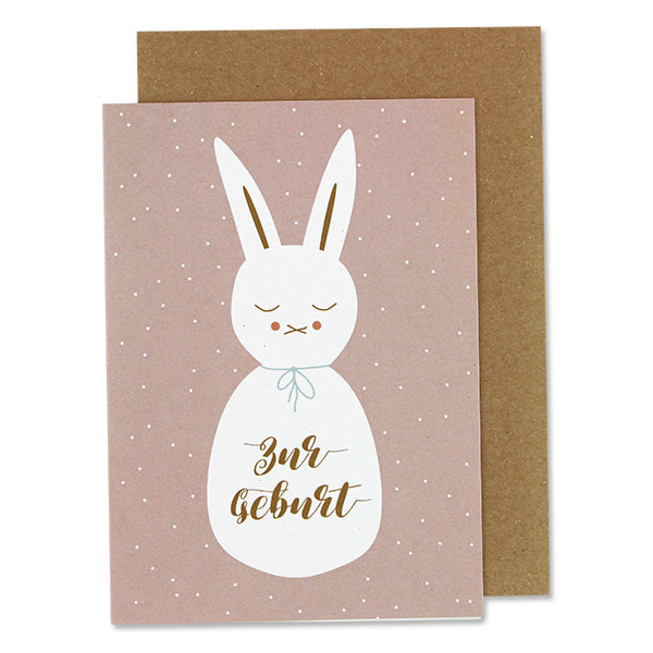 Klappkarte Hase rosa - Zur Geburt
