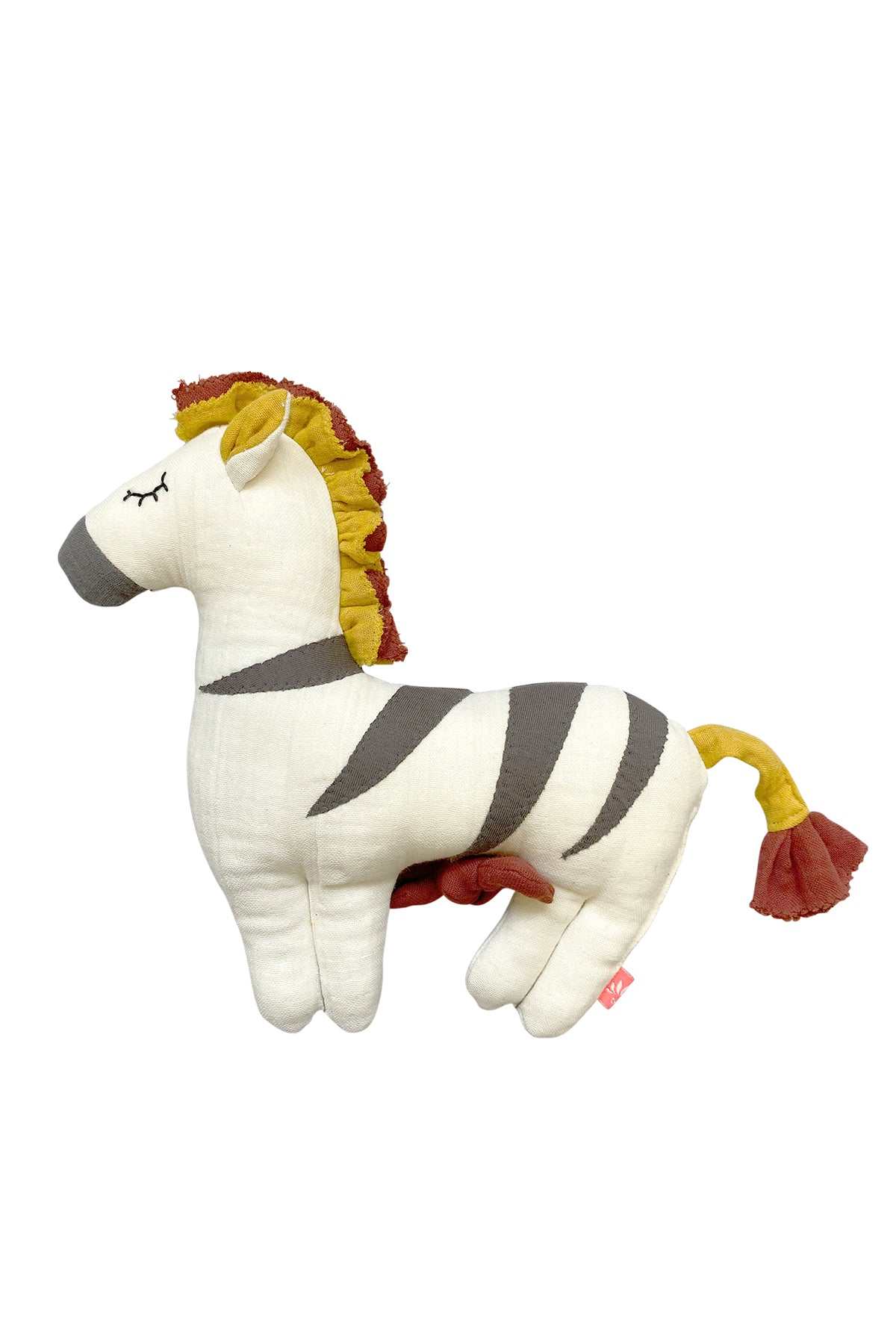 Spieluhr Zebra hängend über Babybett mit sanfter Brahms Melodie aus Bio Baumwolle