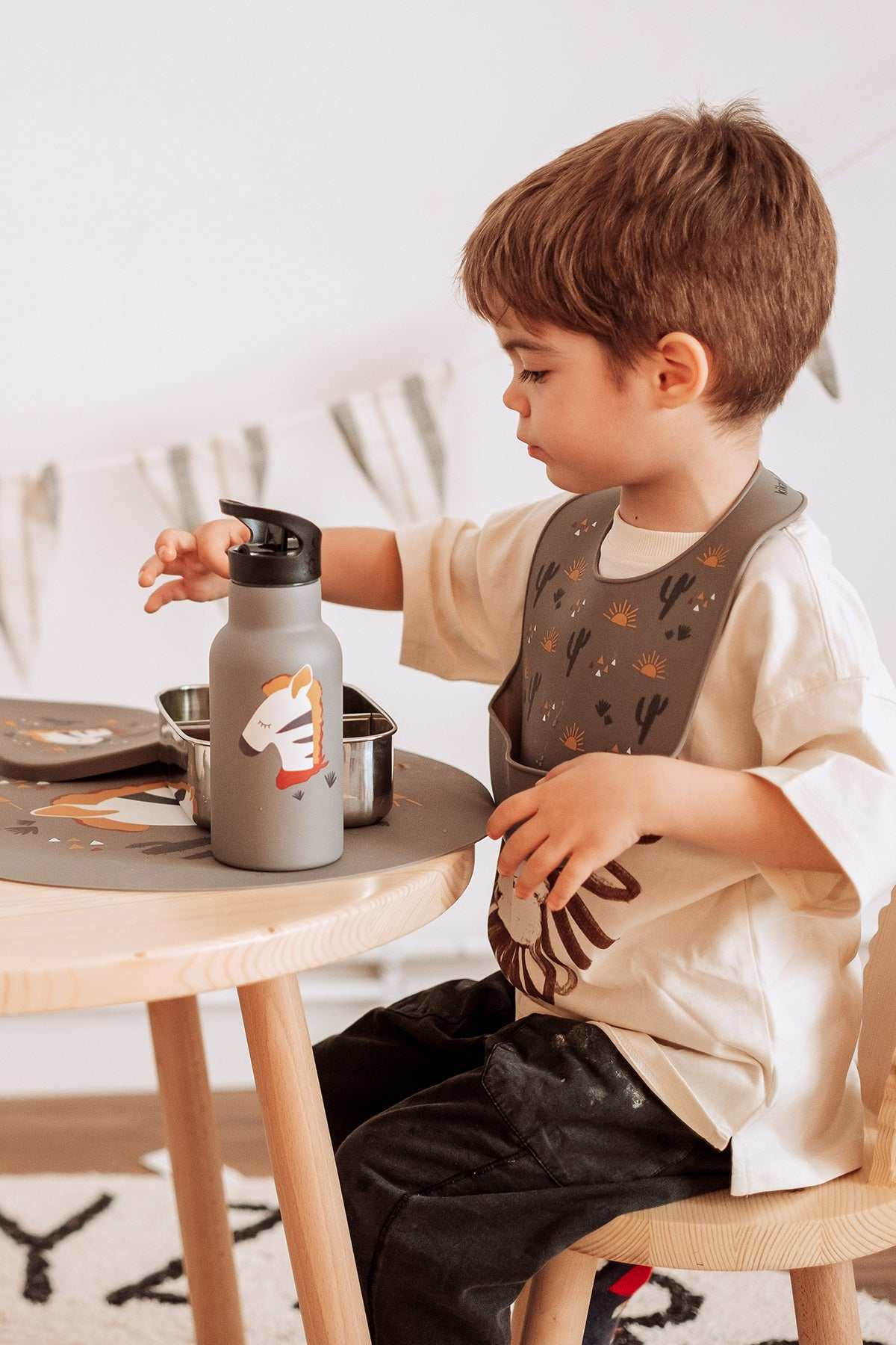 Trinkflasche Zebra Grau