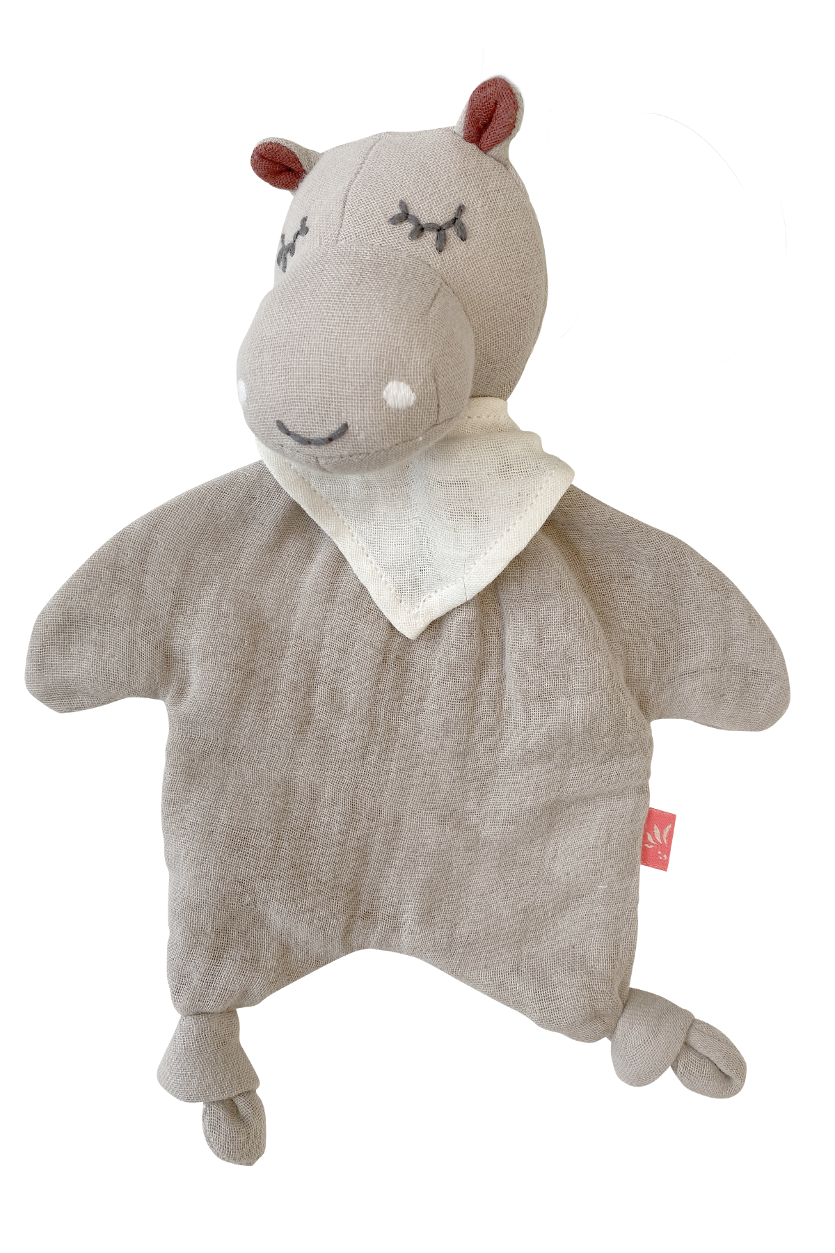 Weiches Schmusetuch Hippo aus 100% Bio Baumwolle für Babys, 27x21x6 cm, ideal zum Kuscheln und Erkunden.