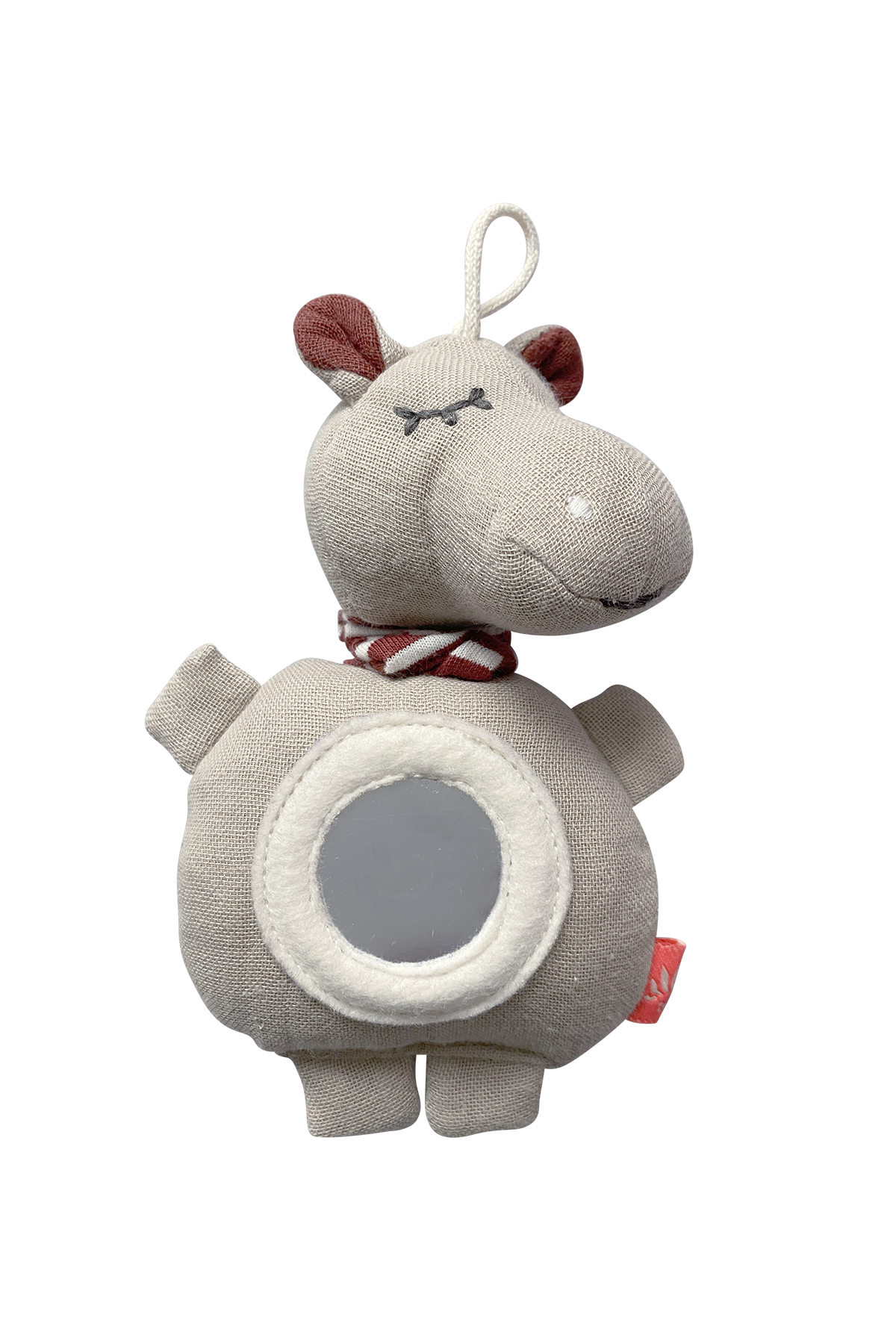 Zappler Hippo Babyspielzeug aus Bio Baumwolle mit beweglichen Teilen und Spiegelelement