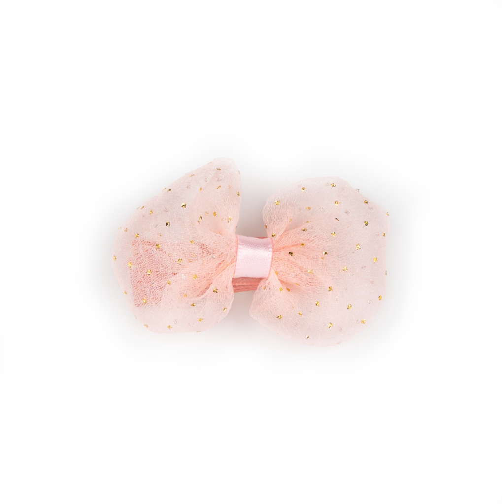 Haarspange Schleife - hellrosa mit Punkte