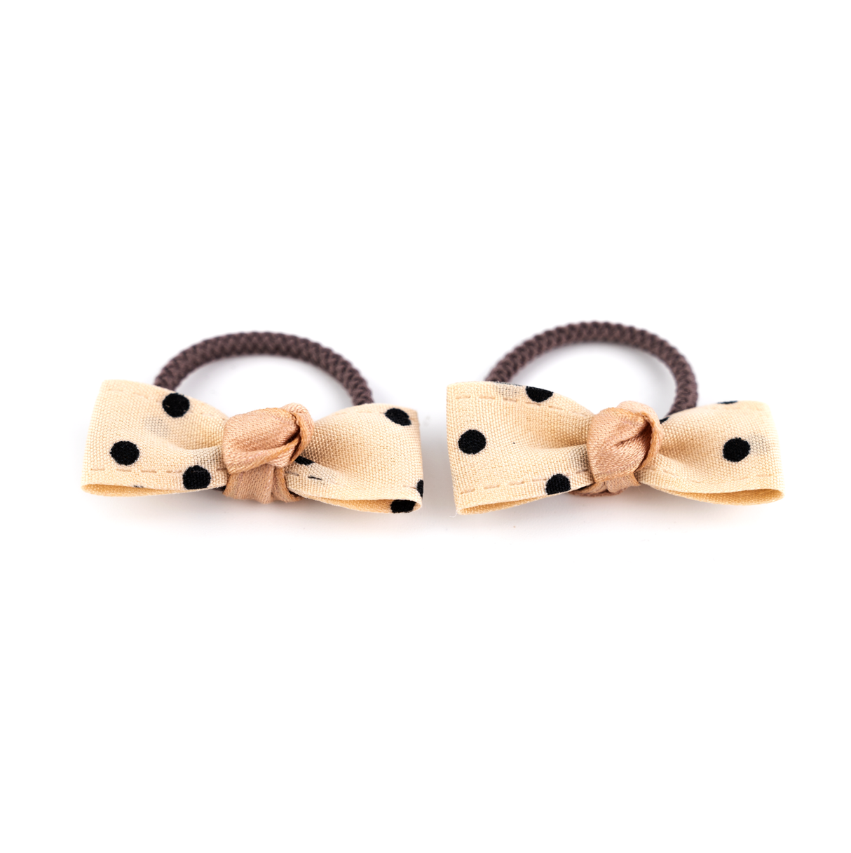Haargummi Mini 2er Set creme mit Punkten für Kinder klein und elastisch