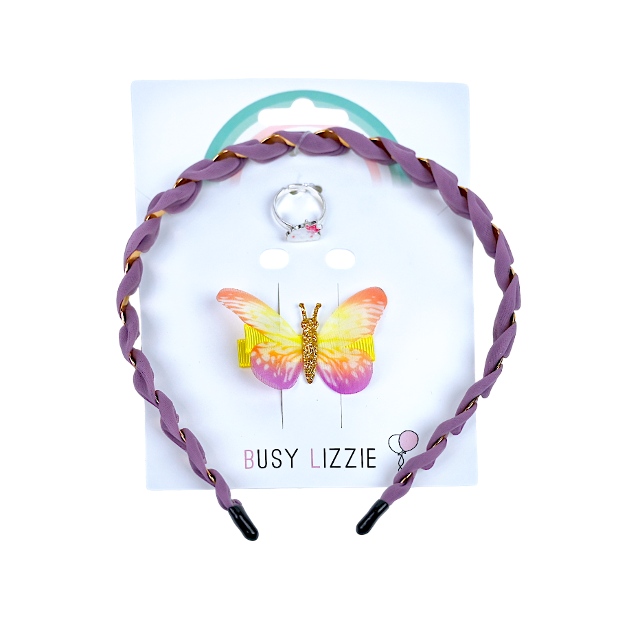 Haarschmuckset Purple Butterfly