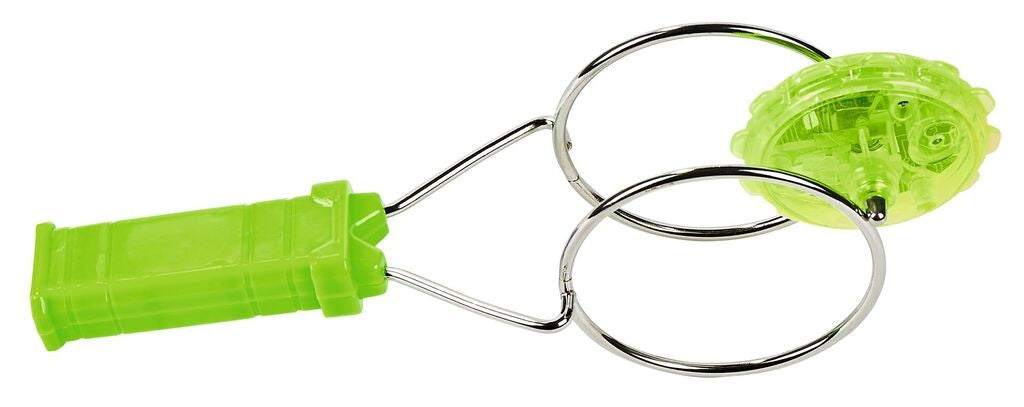 PhänoMint LED-Magnetkreisel grüner Leuchtkreisel mit Magnetgriff und Metallringen