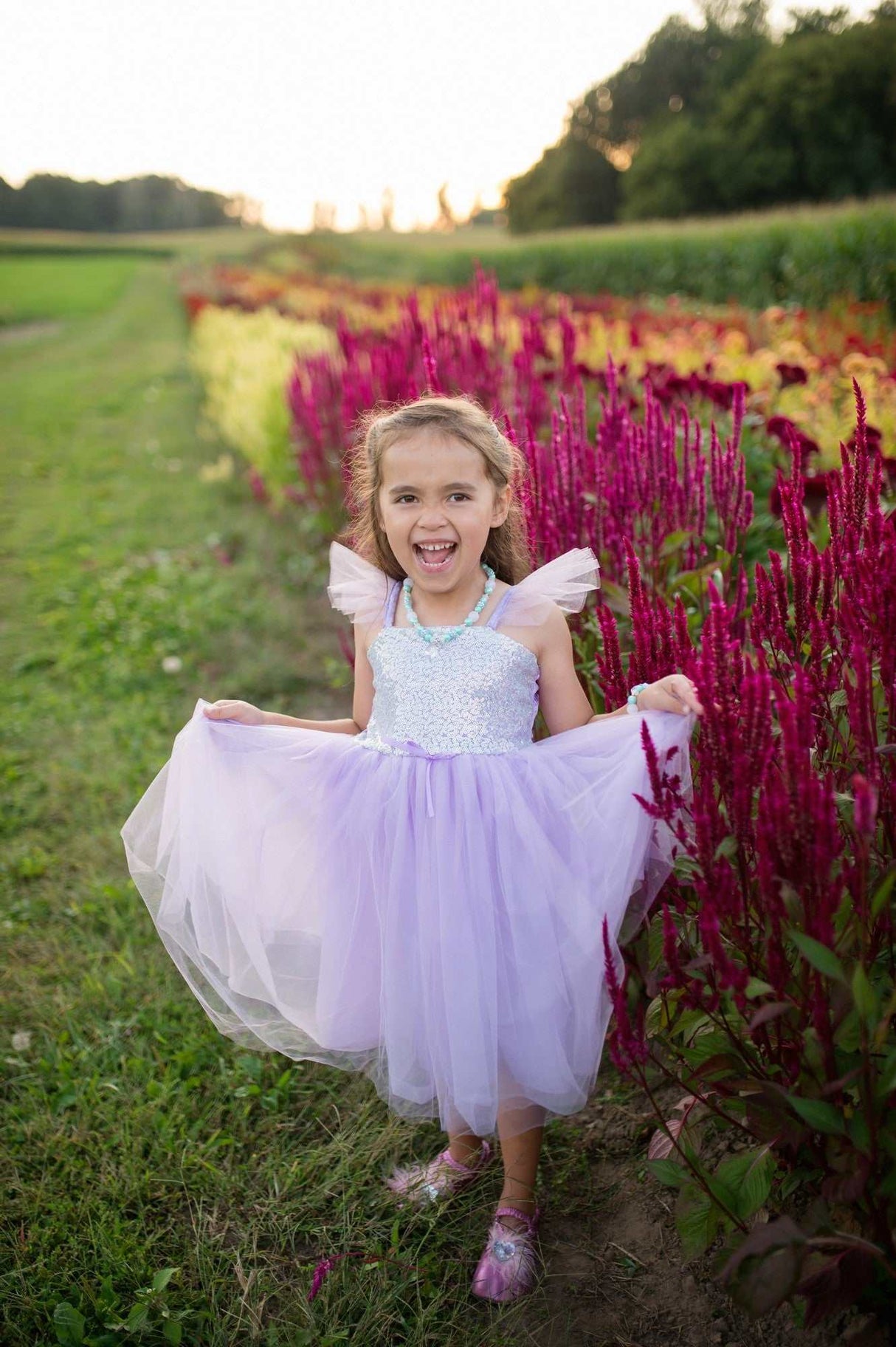 Lila Paillettenkleid Prinzessin 3-4 Jahre