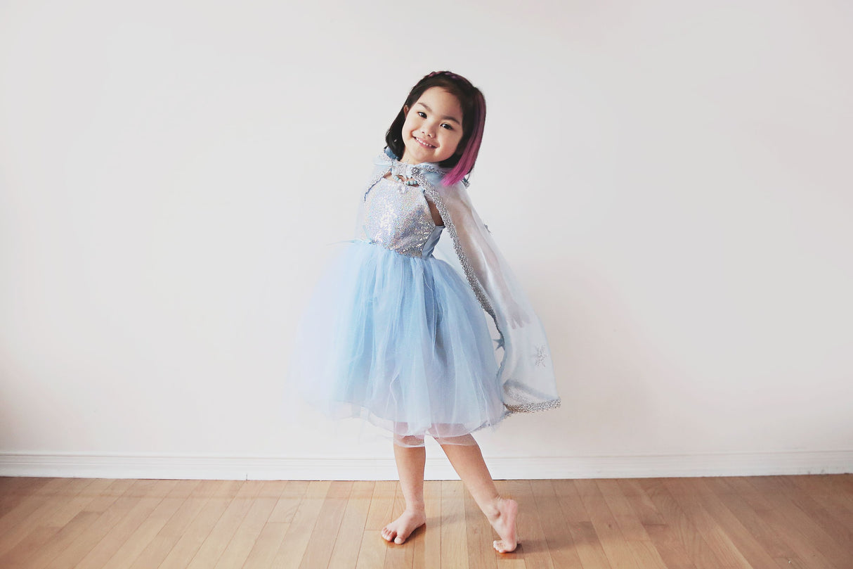 Blaues Paillettenkleid Prinzessin 5-6 Jahre