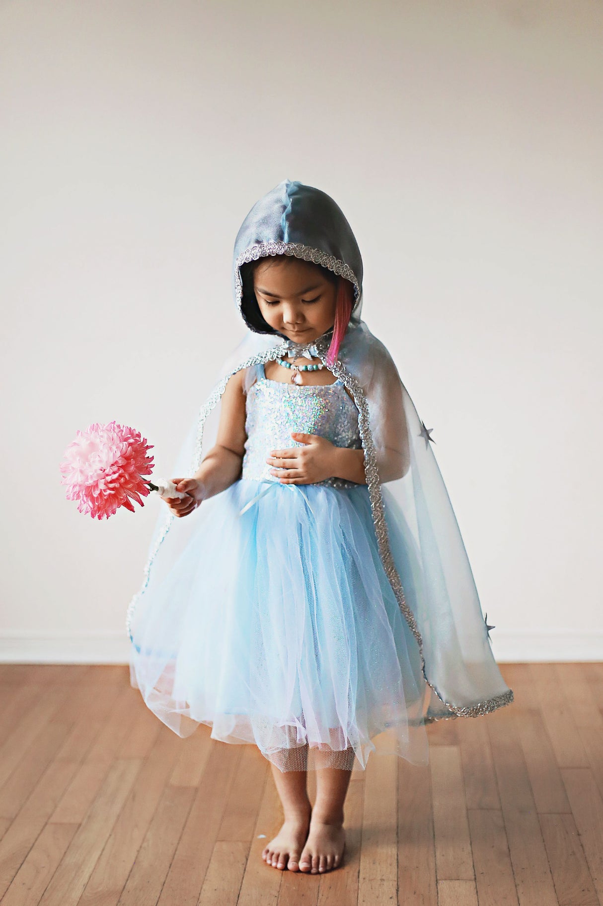 Blaues Paillettenkleid Prinzessin 5-6 Jahre