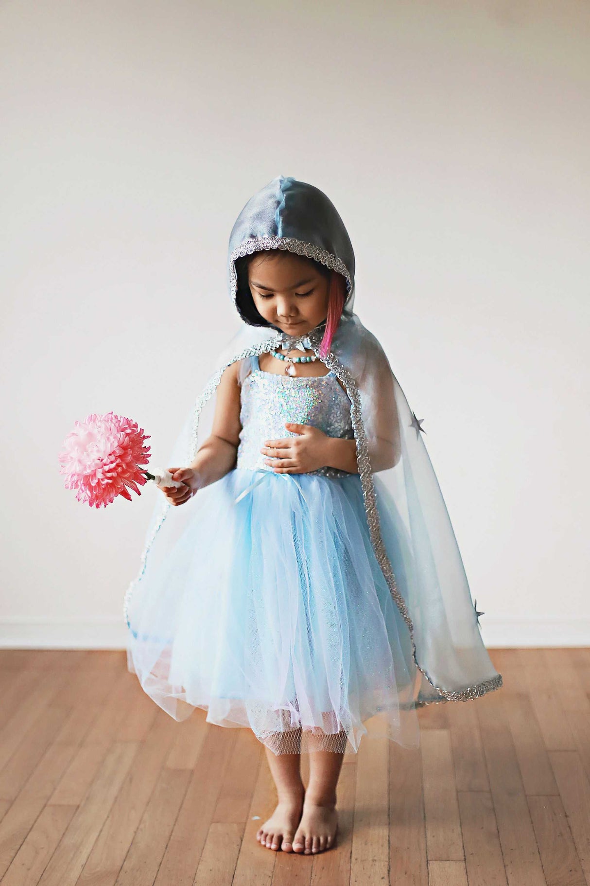 Blaues Paillettenkleid Prinzessin 5-6 Jahre
