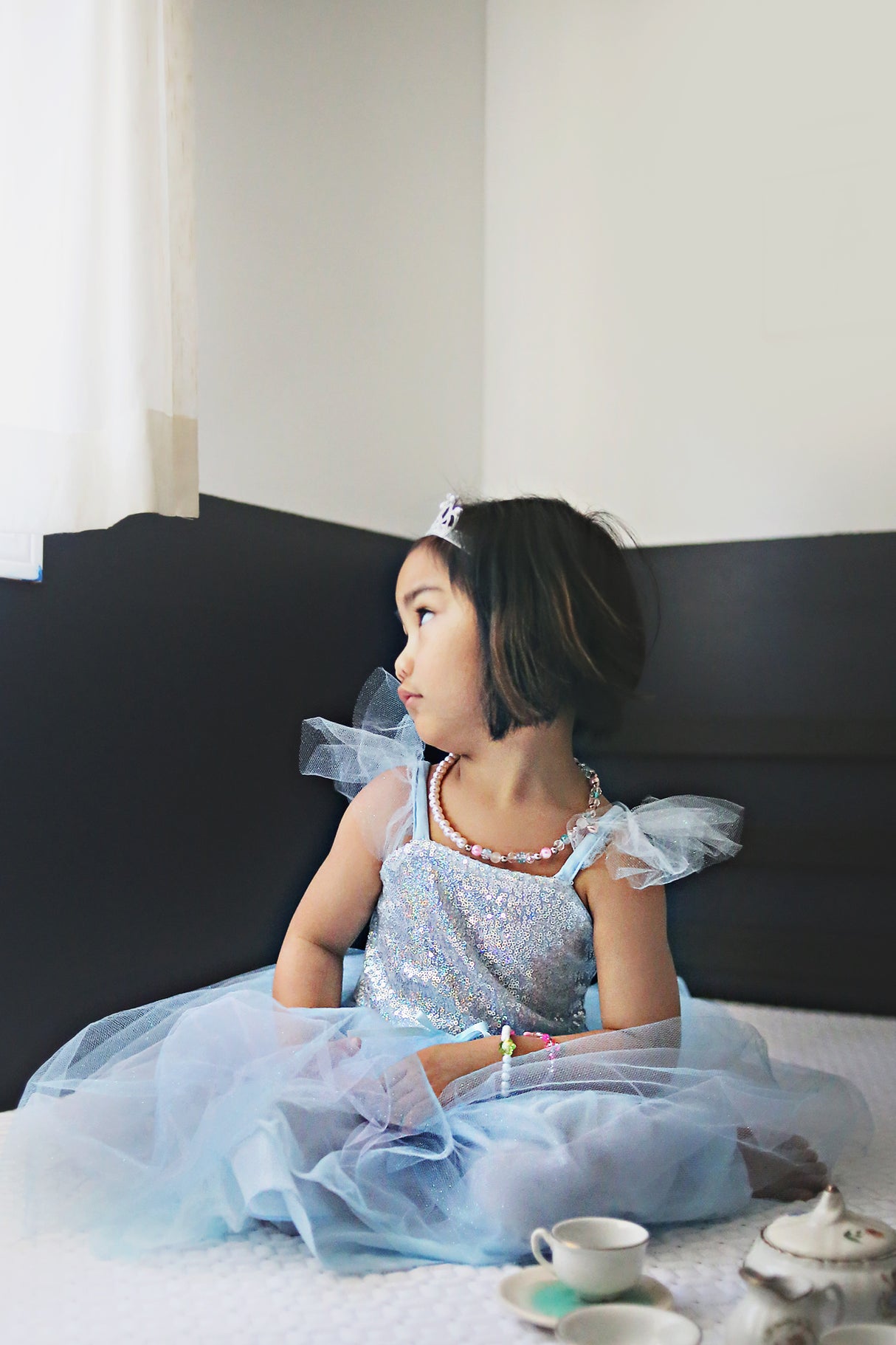 Blaues Paillettenkleid Prinzessin 5-6 Jahre