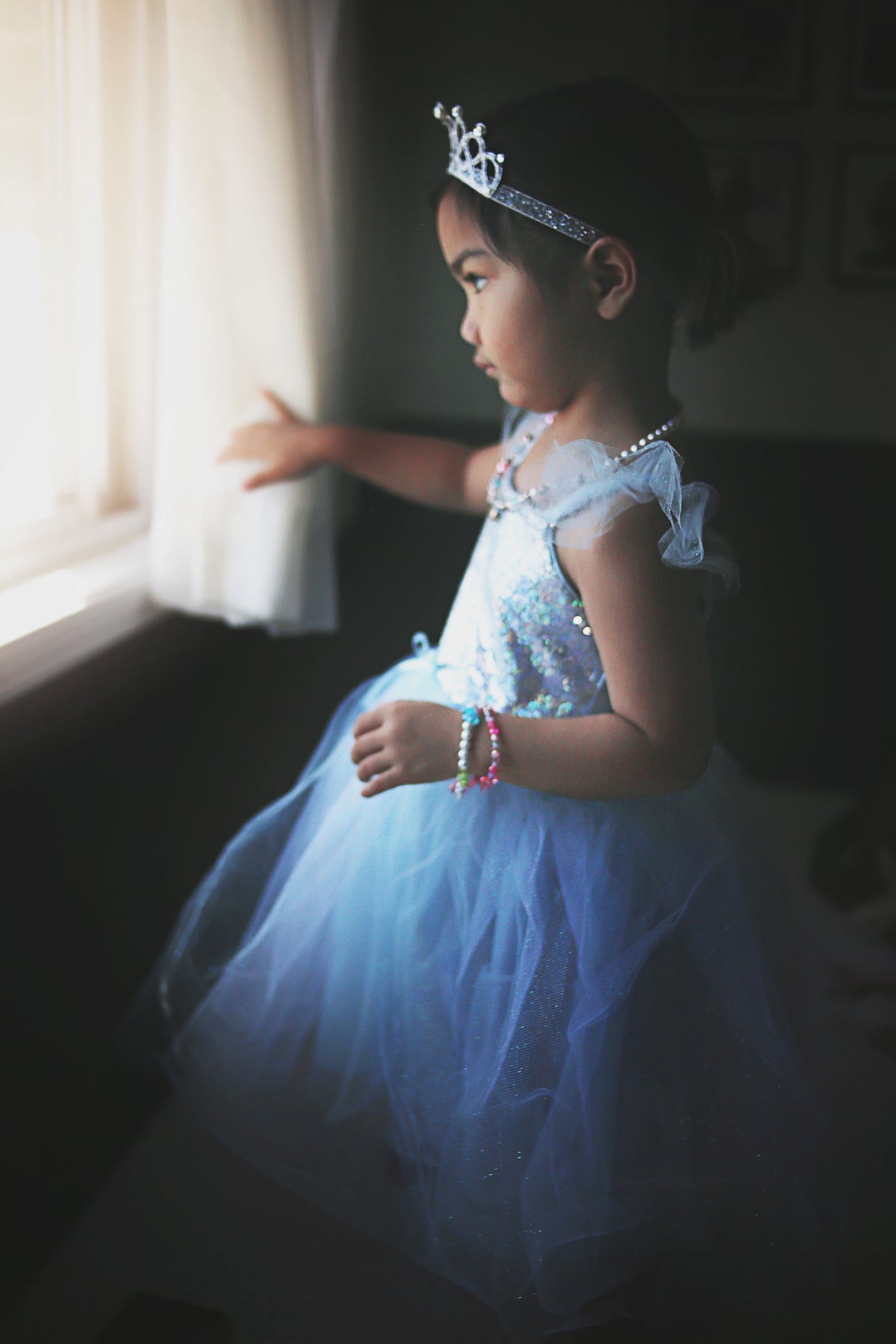 Blaues Paillettenkleid Prinzessin 5-6 Jahre