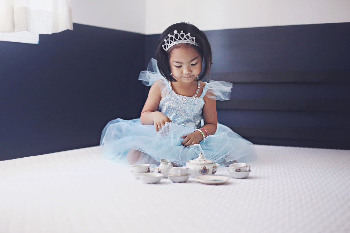 Blaues Paillettenkleid Prinzessin 5-6 Jahre