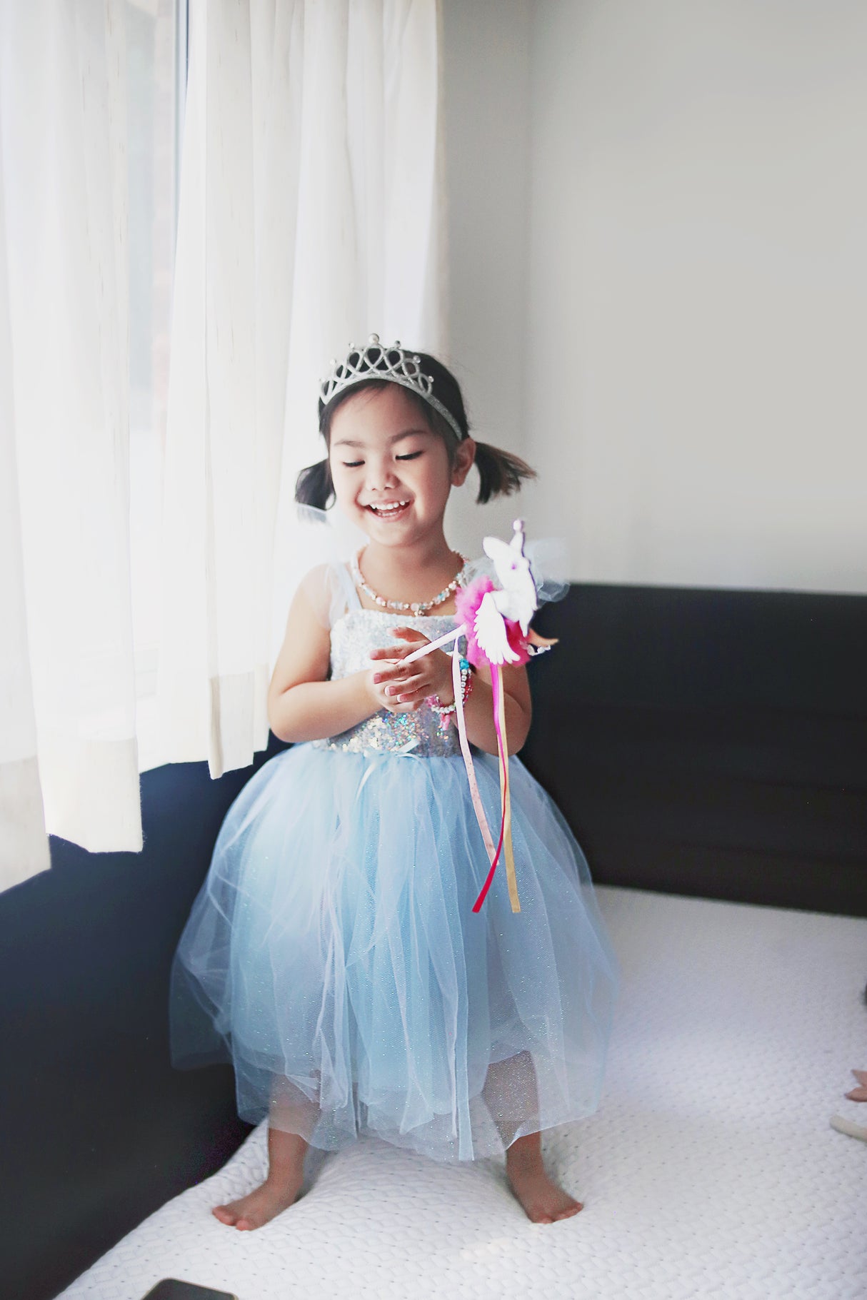 Blaues Paillettenkleid Prinzessin 5-6 Jahre