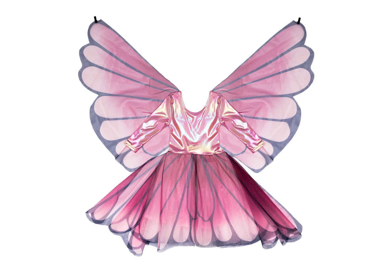 Schmetterlingskleid & Flügel & Haarreif 7-8 Jahre