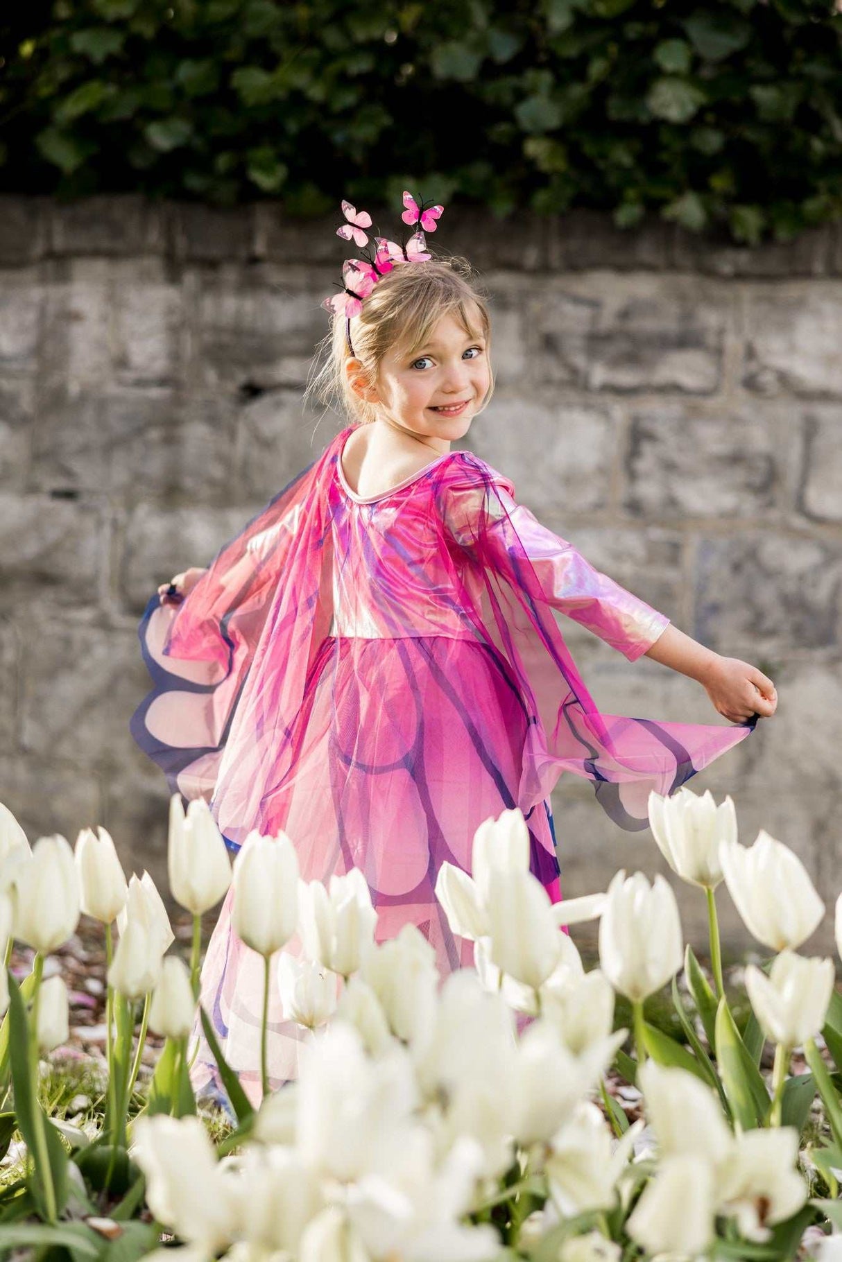 Schmetterlingskleid & Flügel & Haarreif 7-8 Jahre