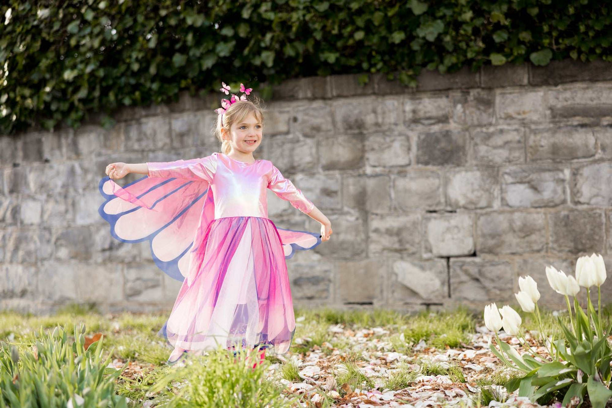 Schmetterlingskleid & Flügel & Haarreif 3-4 Jahre
