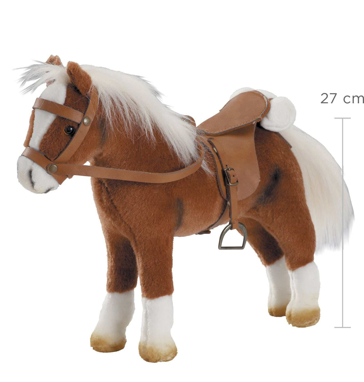 Braunes Spielpferd mit Sattel und Zaumzeug für Götz Puppen bis 50 cm