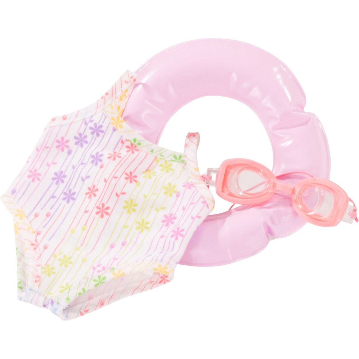Puppen Zubehör 30-33 cm Sommer-Schwimmset mit Badeanzug, Schwimmbrille und Schwimmring für Puppen