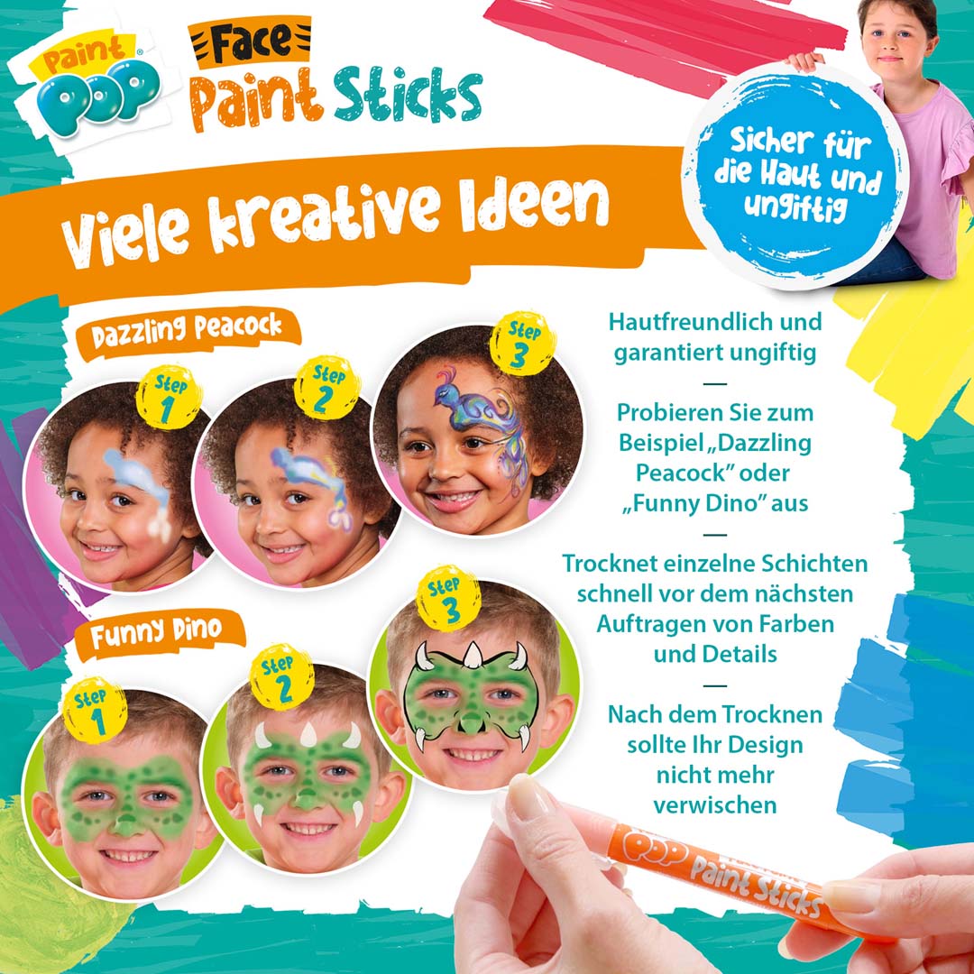 Paint Pop: Face Paint Sticks 12-Pack (Gesichtsmalfarben)
