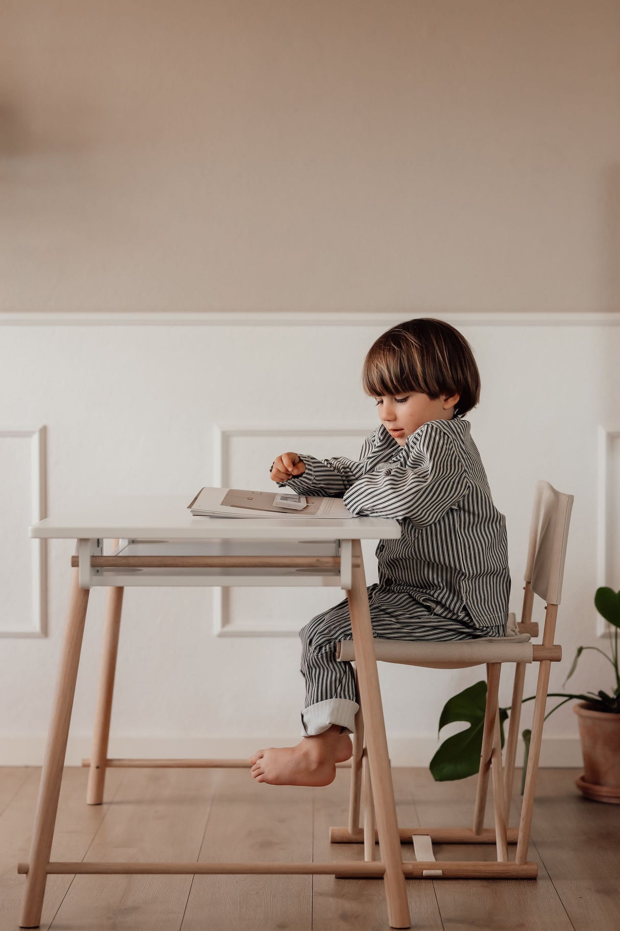 Camp Junior Schreibtisch, höhenverstellbar, weiß/Eiche